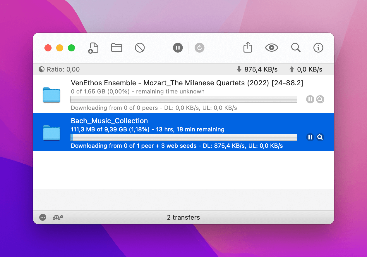 Transmission torrent client on macOS