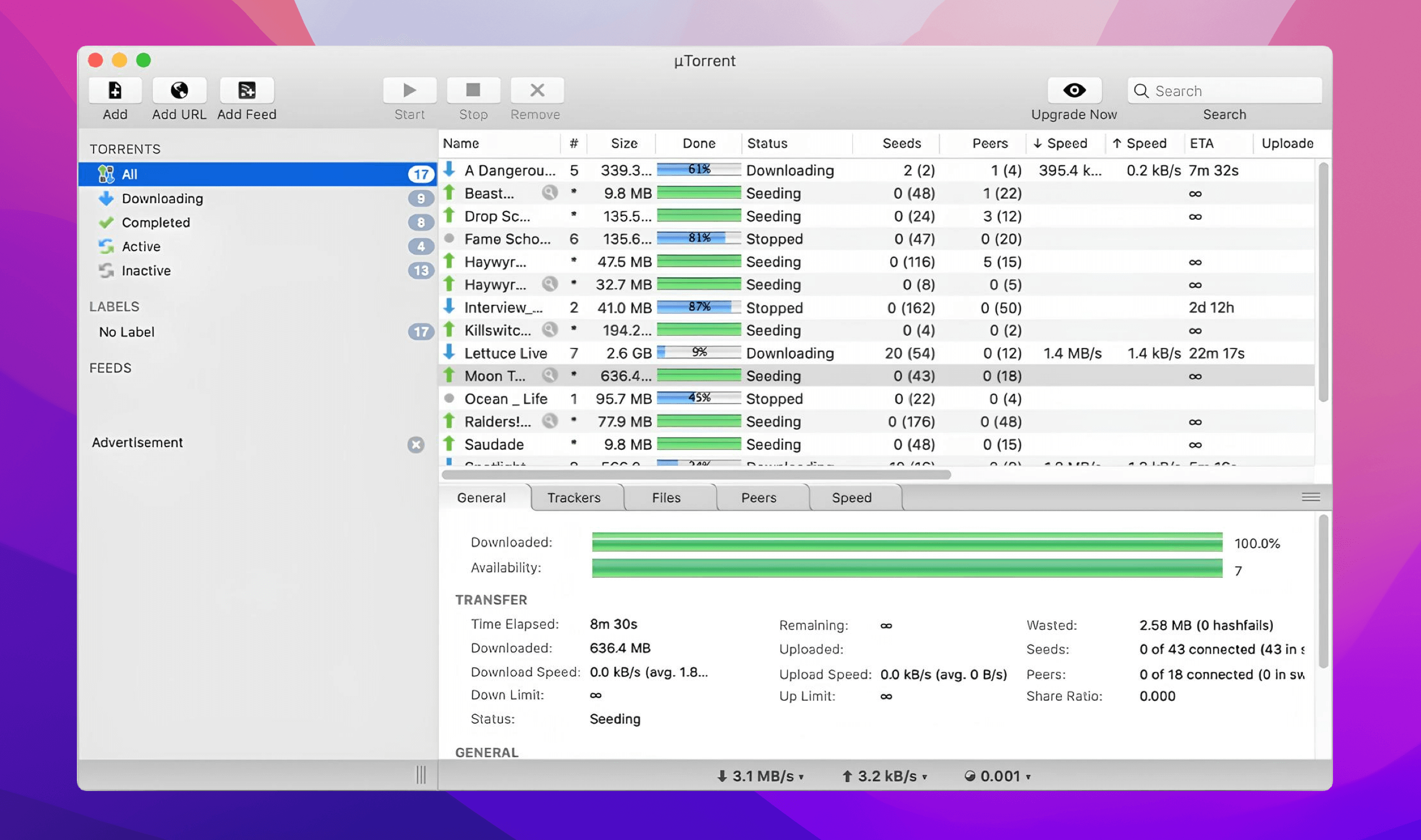 µTorrent Classic on macOS