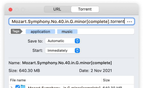 Setting the torrent download options on Folx