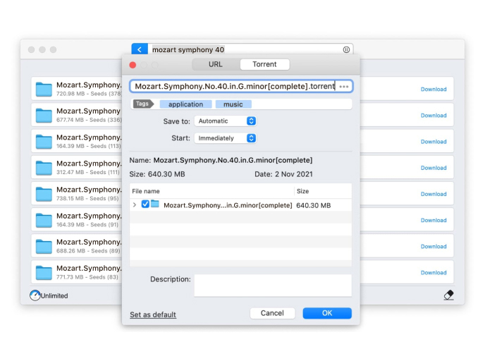 Adding torrent to Folx