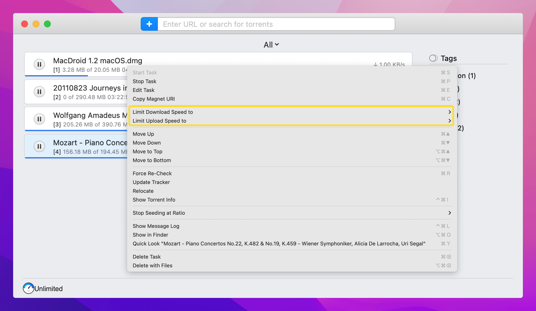 Managing bandwidth and speed on Folx